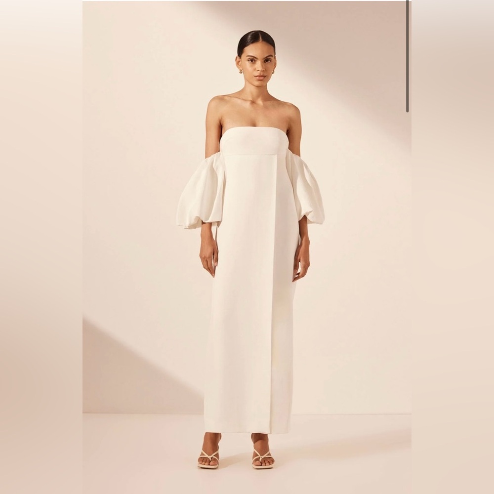 Shona Joy La Lune Otto Puff Sleeve Column Maxi Dress - Ivory